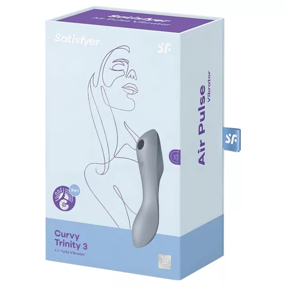 Satisfyer Curvy Trinity 3 - succhiaclitoride e vibratore 2in1 - silicone grigio