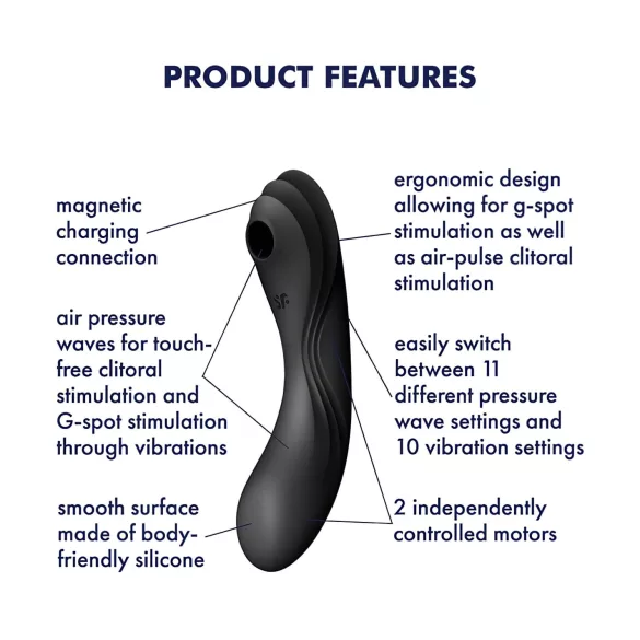 Satisfyer Curvy Trinity 4 - vibratore clitorideo e punto G 2in1 - nero