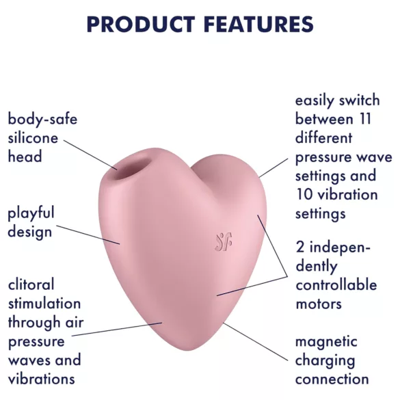 Satisfyer Cutie Heart - stimolatore clitorideo a onde d’aria ricaricabile - rosa