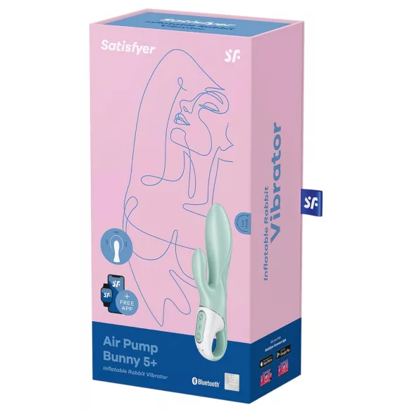 Satisfyer Air Pump Bunny 5 - vibratore gonfiabile controllato tramite app (menta)