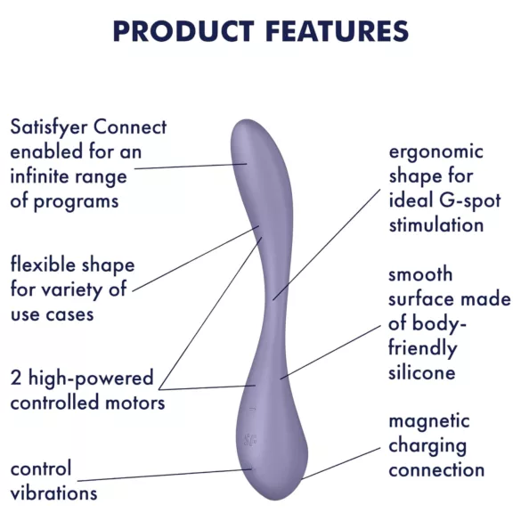 Satisfyer G-spot Flex 5 - vibratore per il punto G controllato tramite app (viola)