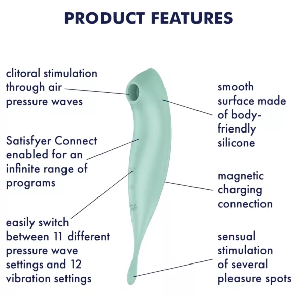 Satisfyer Twirling Pro - vibratore clitoride 2in1 smart - silicone menta