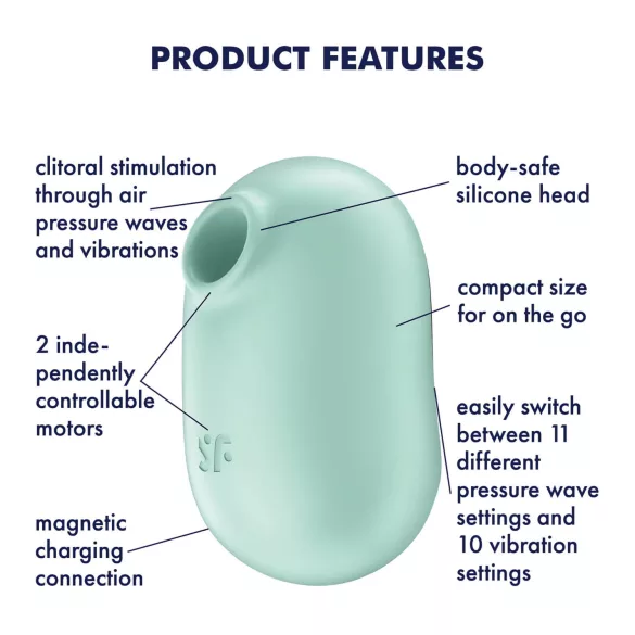 Satisfyer Pro To Go 2 - stimolatore clitorideo onde d’aria ricaricabile - menta