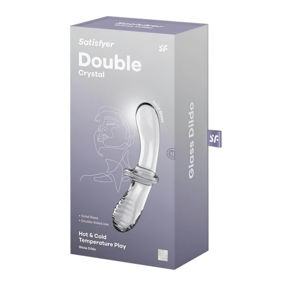 Satisfyer Double Crystal - dildo doppia estremità - vetro trasparente