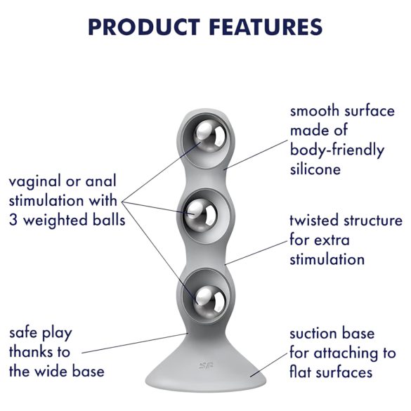 Satisfyer Triple Ball-R - dildo anale con perle - silicone grigio