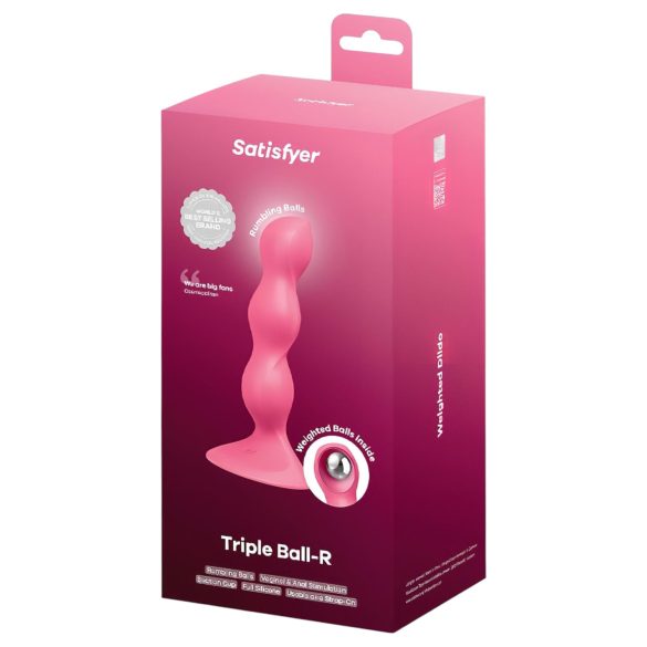 Satisfyer Triple Ball-R - vibratore anale con sfere - silicone rosa