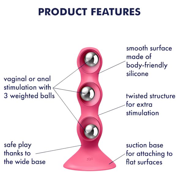 Satisfyer Triple Ball-R - vibratore anale con sfere - silicone rosa