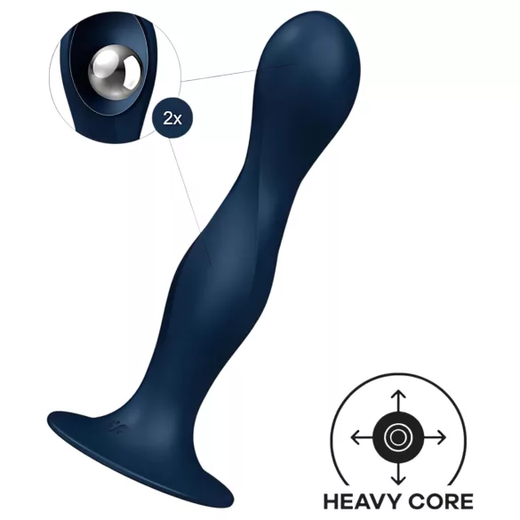 Satisfyer Double Ball-R - dildo anale weighted - silicone blu