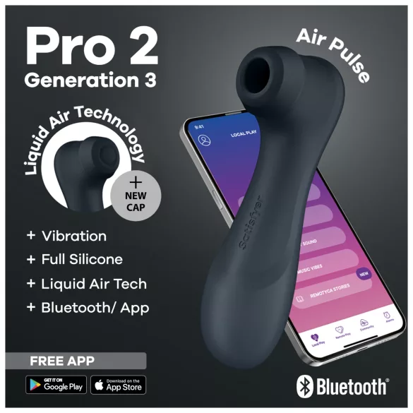 Satisfyer Pro2 Gen3 - Stimolatore clitorideo ad onde d’aria controllato tramite app (grigio scuro)