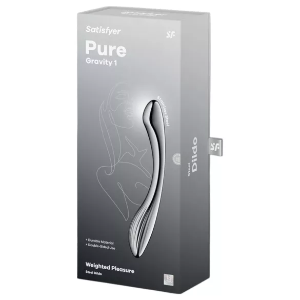 Satisfyer Pure Gravity 1 - dildo anale in acciaio con rilievi - argento