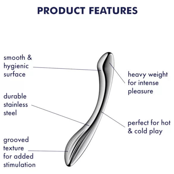 Satisfyer Pure Gravity 1 - dildo anale in acciaio con rilievi - argento