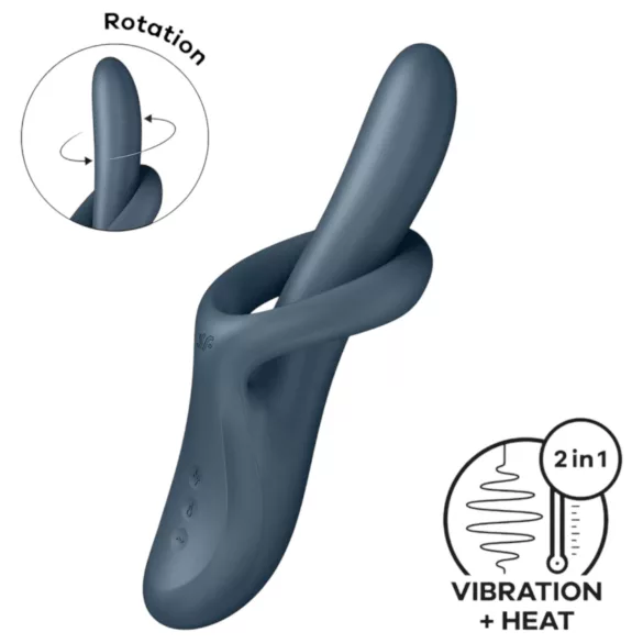 Satisfyer Heat Flex 4 - vibratore riscaldante con braccio per il clitoride (grigio)