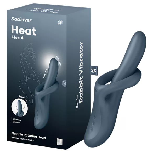Satisfyer Heat Flex 4 - vibratore con braccio clitorideo riscaldante (grigio)