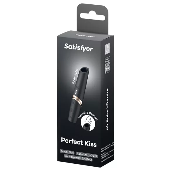 Satisfyer Perfect Kiss - vibratore a forma di rossetto - nero