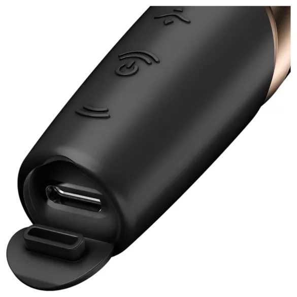 Satisfyer Perfect Kiss - vibratore a forma di rossetto - nero