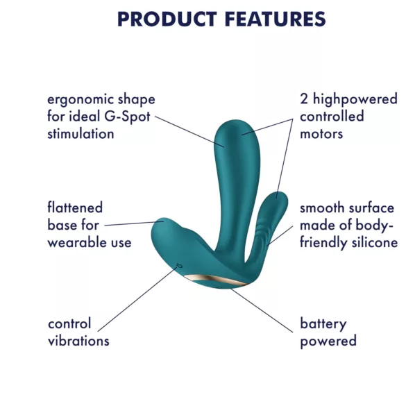 Satisfyer Top Secret+ - vibratore indossabile triplo stimolo - verde