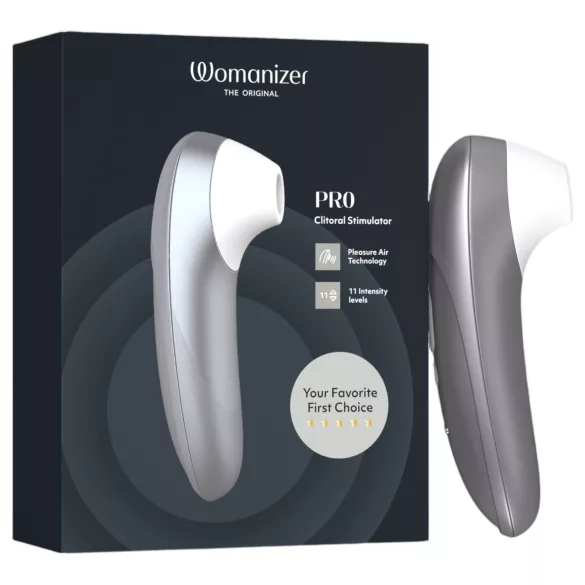 Womanizer Pro - stimolatore clitorideo ad onde d’aria (grigio)