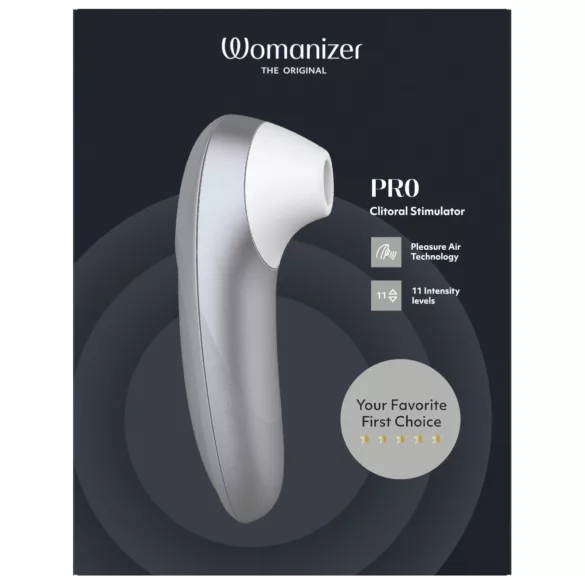 Womanizer Pro - stimolatore clitorideo ad onde d’aria (grigio)