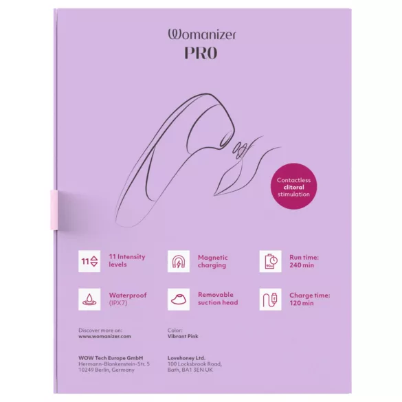 Womanizer Pro - stimolatore clitorideo ad onde d’aria (rosa)