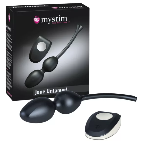 Mystim Jane Untamed - palline vaginali vibranti doppie - nero
