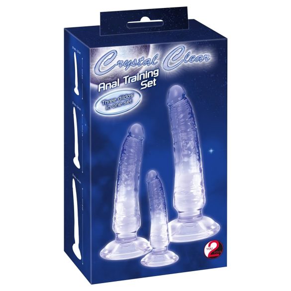 Crystal Clear - set di dildo anali trainer - 3 pezzi - trasparente blu
