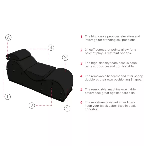 Liberator Black Label Esse - poltrona tantra modulare in 3 pezzi (nera)