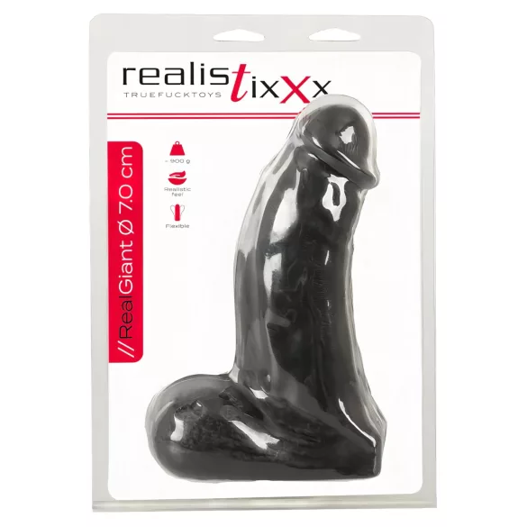 Realistixxx - dildo realistico grande con testicoli - 22 cm - nero