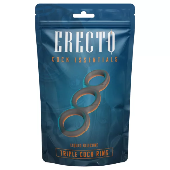 Erecto - anello triplo per pene - silicone nero
