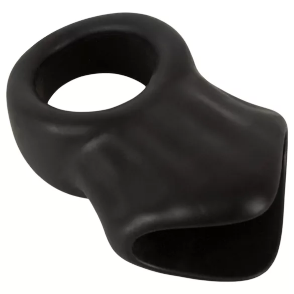 Erecto - anello fallico con allungamento scrotale - silicone nero