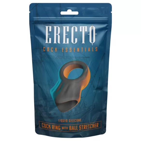 Erecto - anello fallico con allungamento scrotale - silicone nero