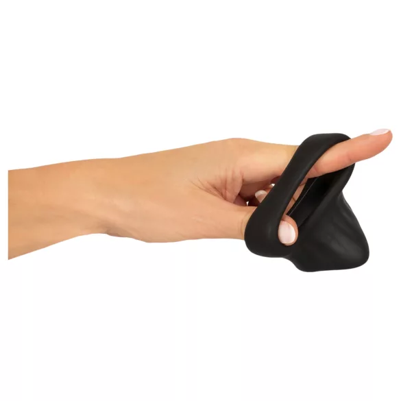 Erecto - anello fallico con allungamento scrotale - silicone nero