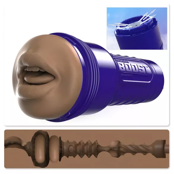 Fleshlight Boost Blow - masturbatore bocca realistica - marrone