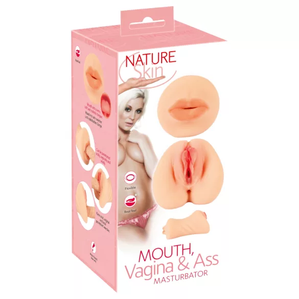 Nature Skin - masturbatore vaginale e orale (color carne)