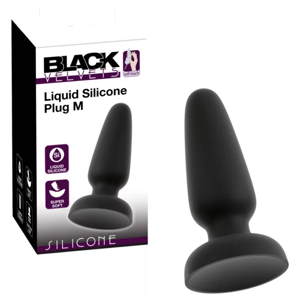 Black Velvets - plug anale in silicone con ventosa (nero) - M