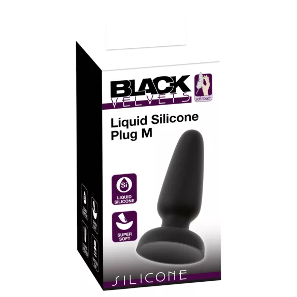 Black Velvets - plug anale in silicone con ventosa (nero) - M