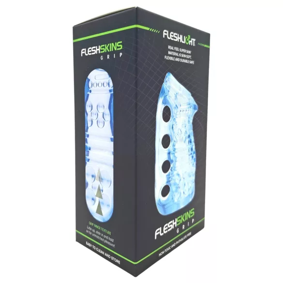 Fleshlight Fleshskins Grip Blue Ice - masturbatore aperto su due lati (blu)