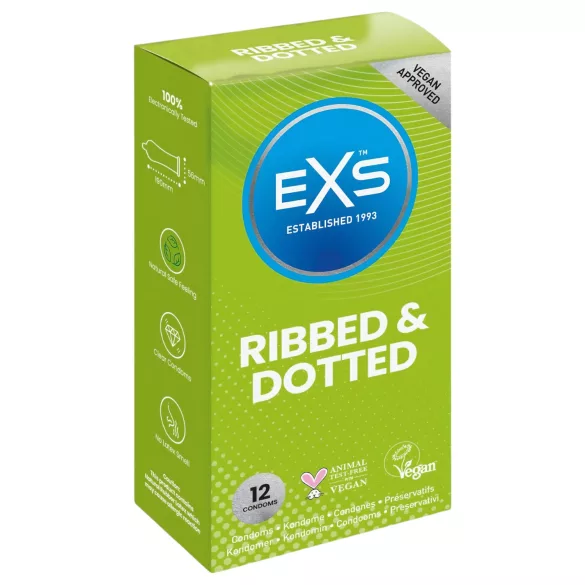 EXS - preservativi stimolanti puntinati e rigati - 12 pezzi