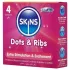 Skins - preservativi stimolanti con nervature e punti - confezione da 4