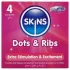 Skins - preservativi stimolanti con nervature e punti - confezione da 4