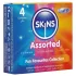 Skins - preservativi assortiti - puntinati, naturali, extra sottili (4 pz)