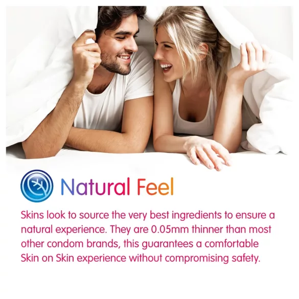Skins - preservativi assortiti - puntinati, naturali, extra sottili (4 pz)