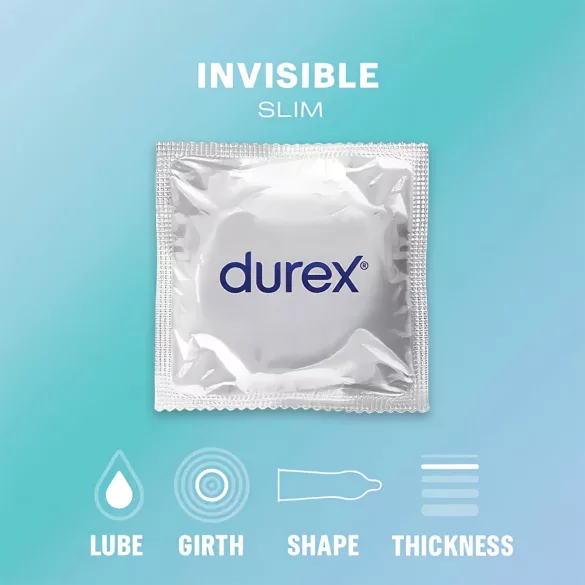 Durex Invisible Slim - preservativi ultrasottili - confezione da 10 pezzi