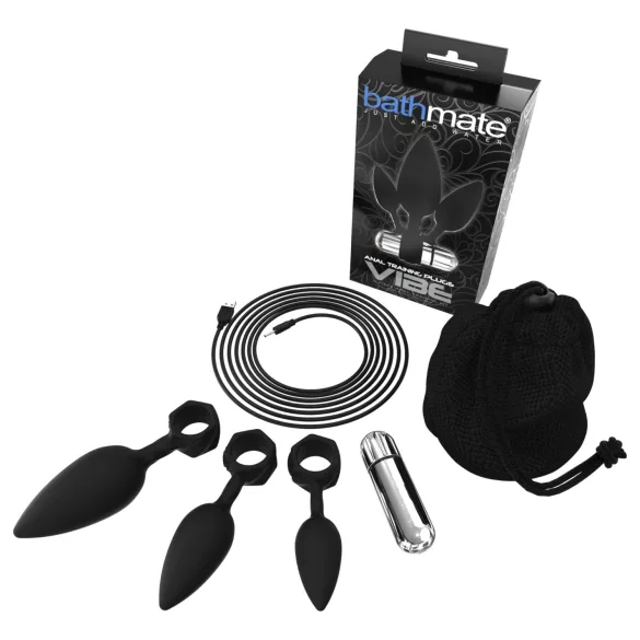 Bathmate Anal Training Plugs Vibe - set di plug anali vibranti (nero)