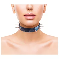 Rouge - collare in vera pelle con borchie - nero