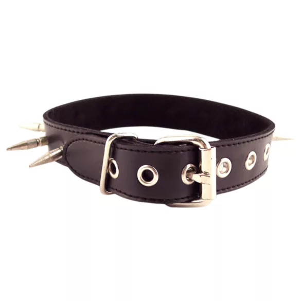 Rouge - collare in vera pelle con borchie - nero