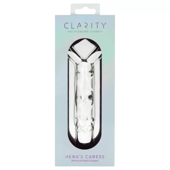 Clarity - dildo in vetro con manico a cuore - trasparente