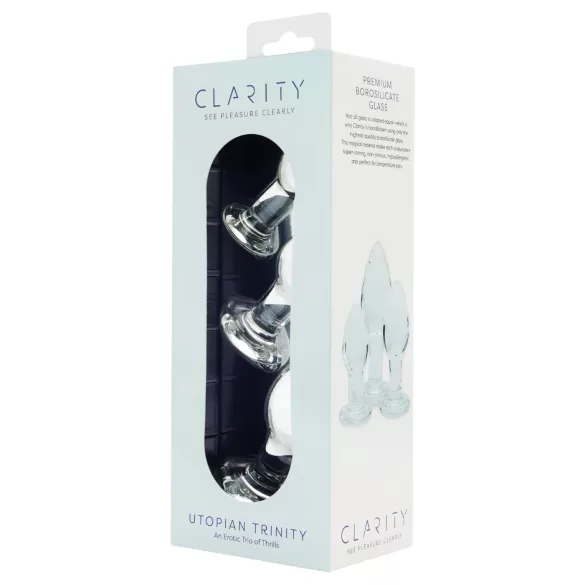 Clarity Utopian Trinity - set di plug anali in vetro (trasparente)