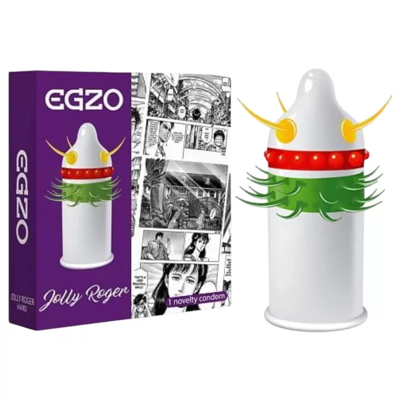 Egzo Jolly Roger - preservativo stimolante con rilievi e punti - 1 pezzo