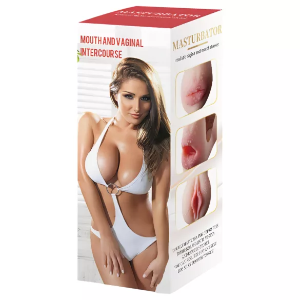 Lonely 2in1 - masturbatore vaginale e orale - silicone - color carne