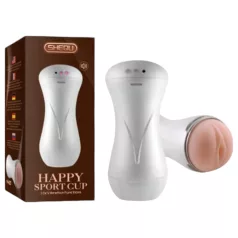   Lonely Happy - masturbatore realistico vibrante ricaricabile - bianco naturale
